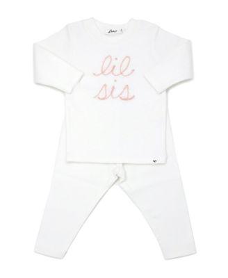 Girls' "lil sis" Pink Sparkle Embroidered Two Piece Set - Baby by OH BABY!