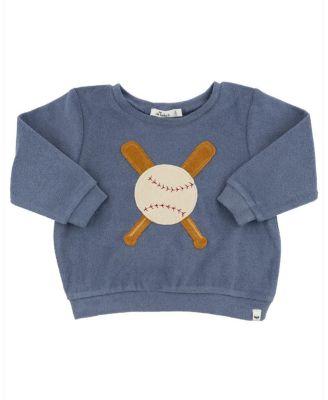 Unisex Terry Baseball Applique Brooklyn Boxy Sweatshirt - Little Kid by OH BABY!