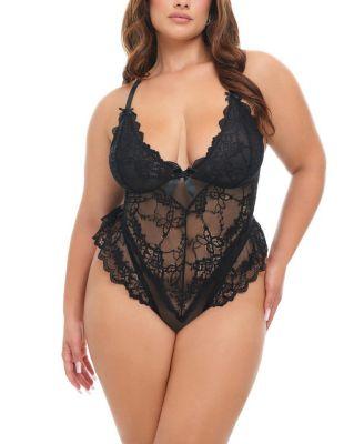 Curvy Valentine Sheer Lacey Teddy by OH LA LA CHERI