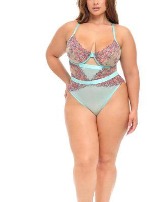 Plus Adaline Embroidered Mesh Teddy by OH LA LA CHERI
