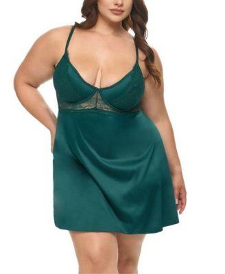 Plus Dawn Satin Babydoll by OH LA LA CHERI