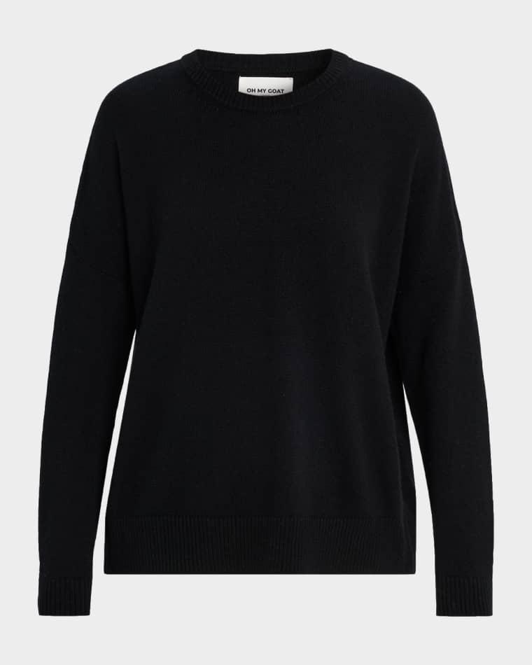 Crewneck Cashmere Side-Zip Sweater by OH MY GOAT