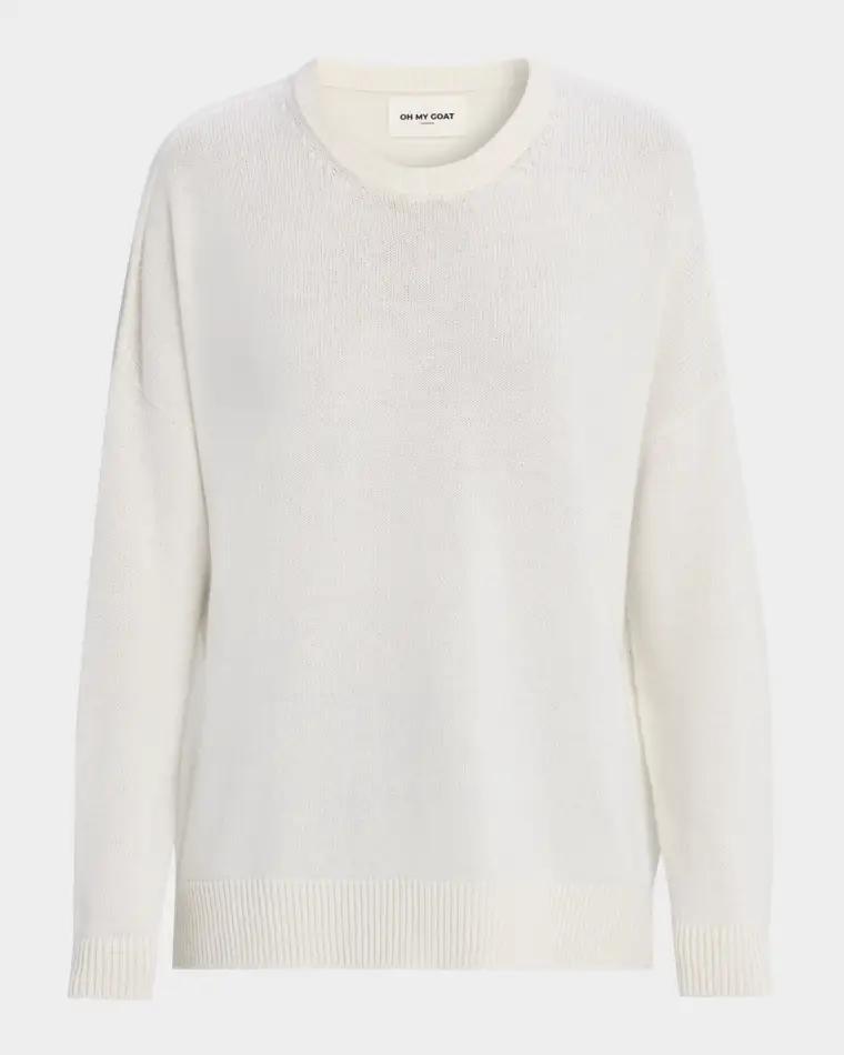 Crewneck Cashmere Side-Zip Sweater by OH MY GOAT