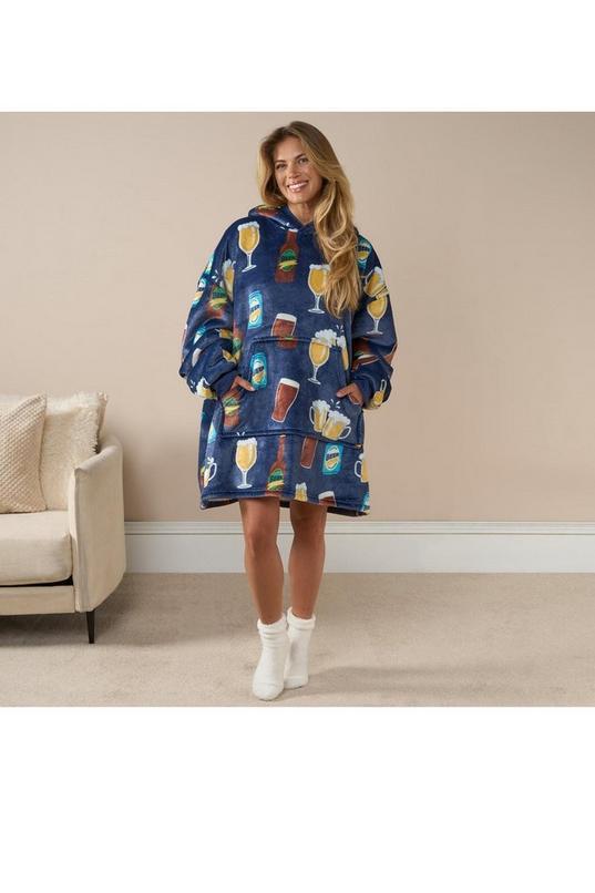 Beer Hoodie Blanket Sweatshirt Sherpa Fleece Oversized Jumper Throw Plush Warm by OHS