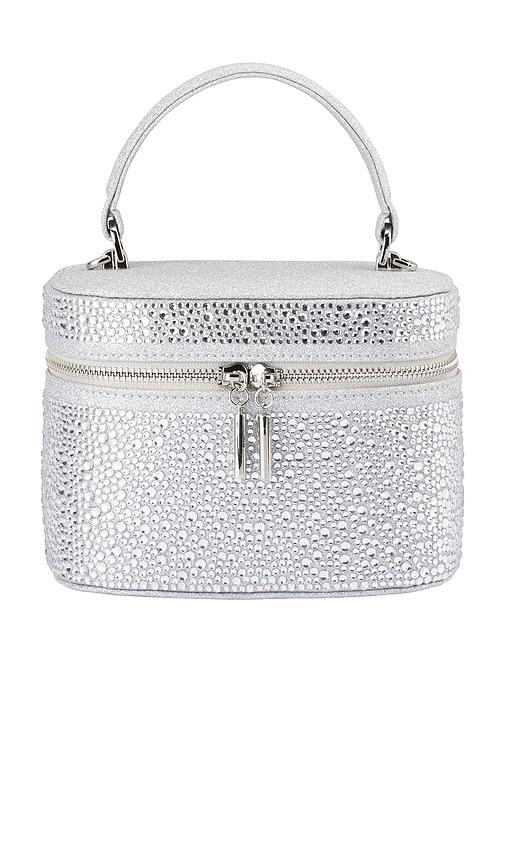 olga berg Beckie Zip Top Crystal Bag in Metallic Silver by OLGA BERG