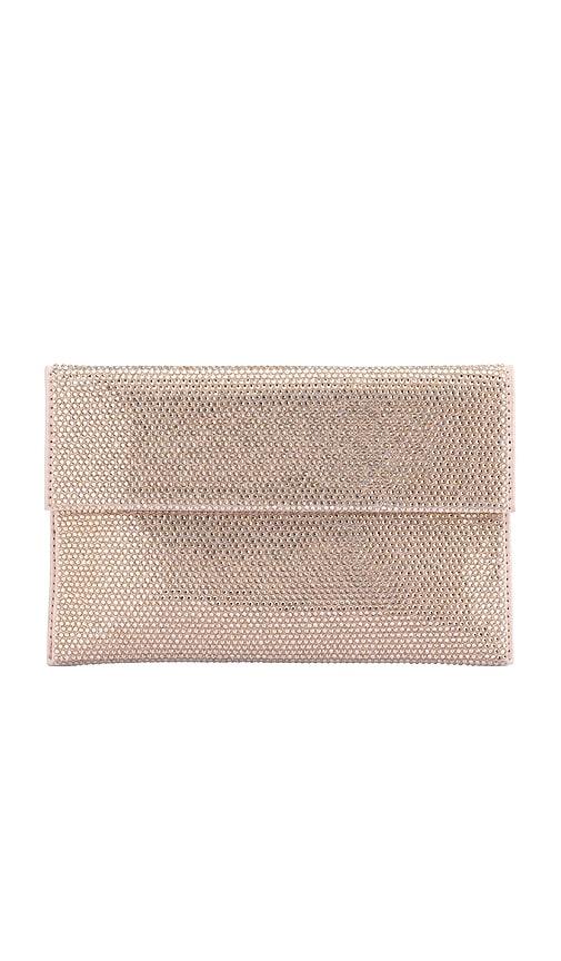 olga berg Cara Crystal Envelope Clutch in Metallic Neutral by OLGA BERG