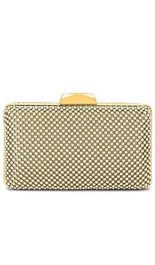 olga berg Natasha Ball Mesh Clutch in Metallic Gold by OLGA BERG