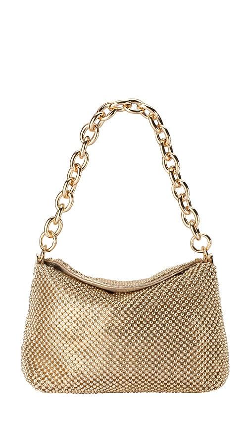 olga berg Skylar Ball Mesh Bag in Metallic Gold by OLGA BERG