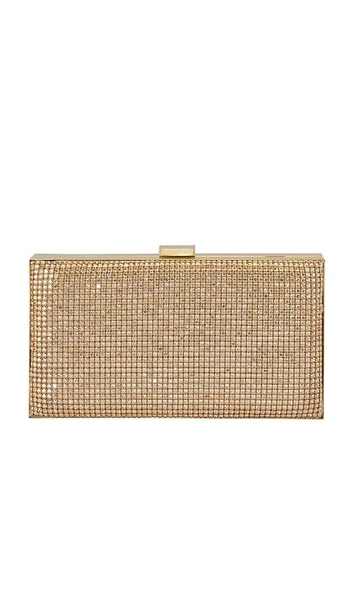 olga berg Stef Crystal Box Clutch in Metallic Gold by OLGA BERG