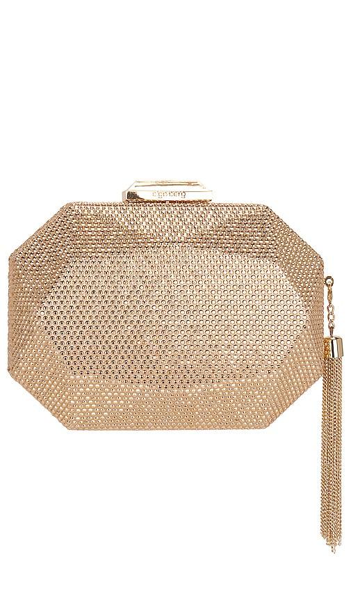 olga berg Tilly Hotfix Clutch in Metallic Gold by OLGA BERG
