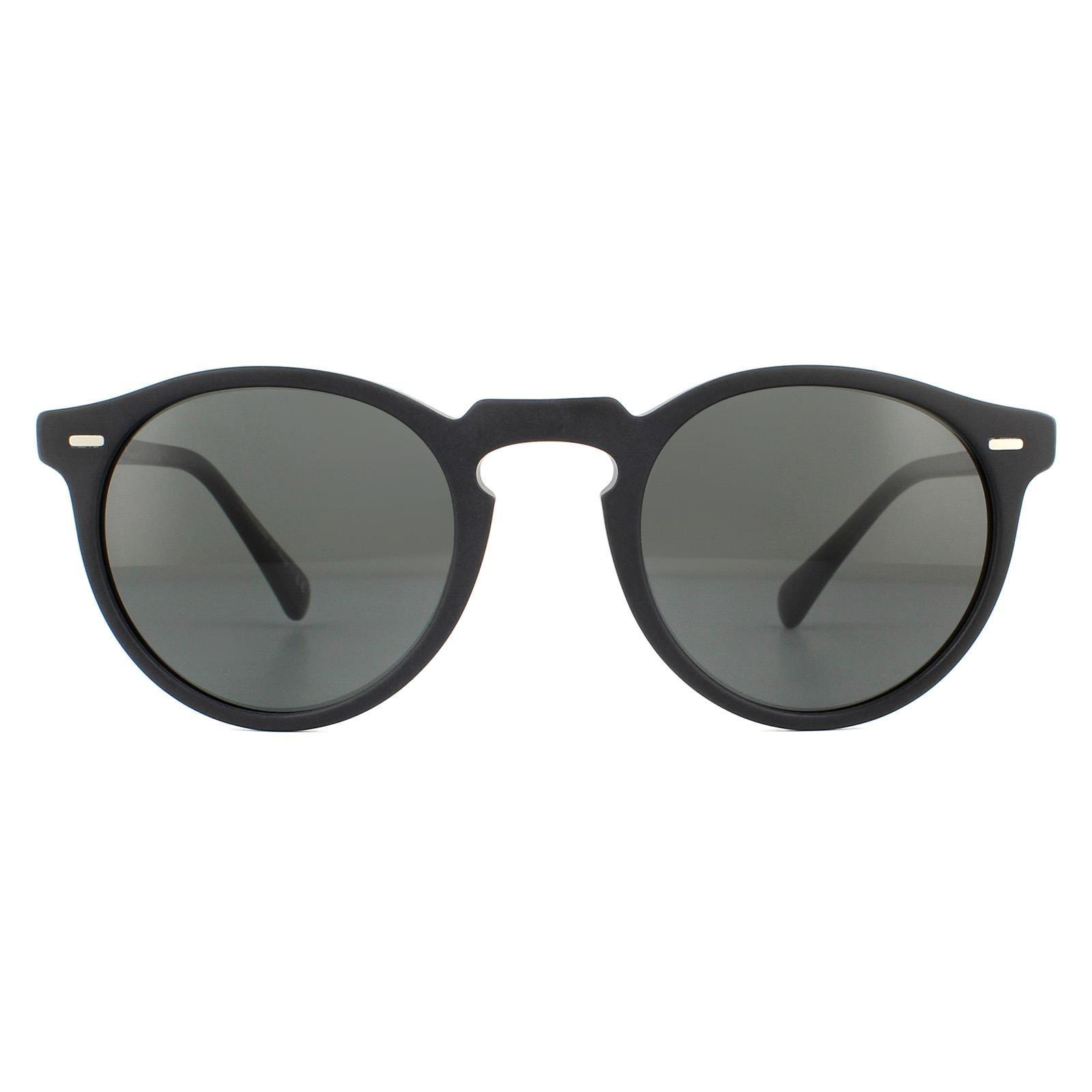 Round Semi Matte Black Crystal Midnight Express Polarised Sunglasses by OLIVER PEOPLES