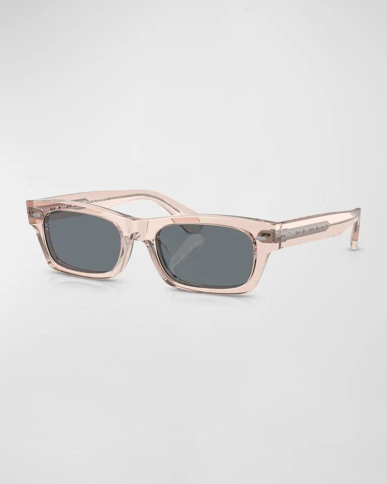 Semi-Transparent Acetate & Crystal Rectangle Sunglasses by OLIVER PEOPLES