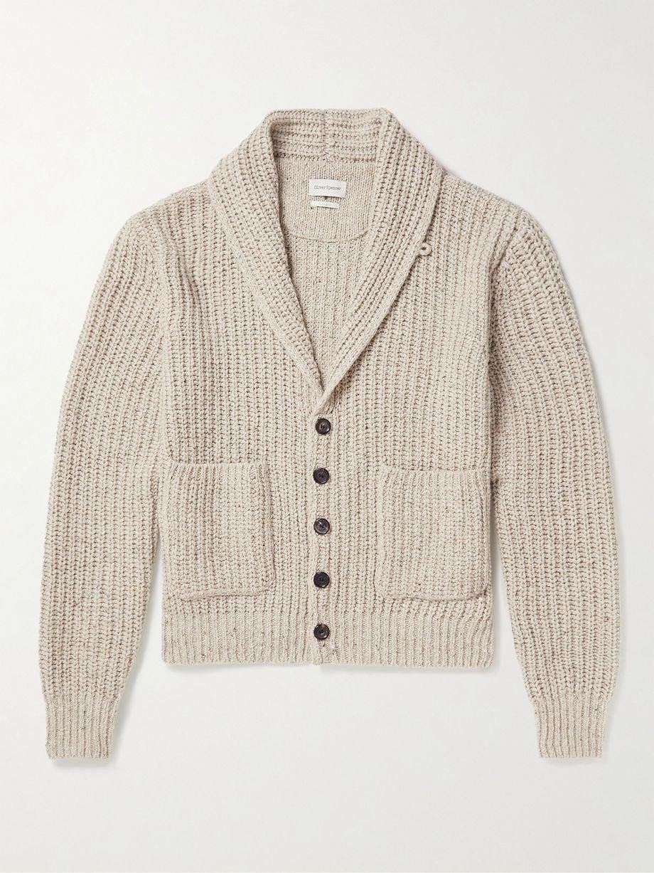 Orkney Shawl-Collar Ribbed Wool-Blend Cardigan by OLIVER SPENCER