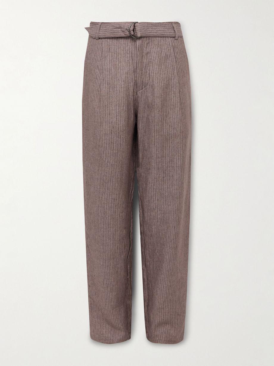 Wilkins Tapered Belted Pinstriped Linen Suit Trousers by OLIVER SPENCER Wilkins Tapered Belted Pinstriped Linen Suit Trousers by OLIVER SPENCER