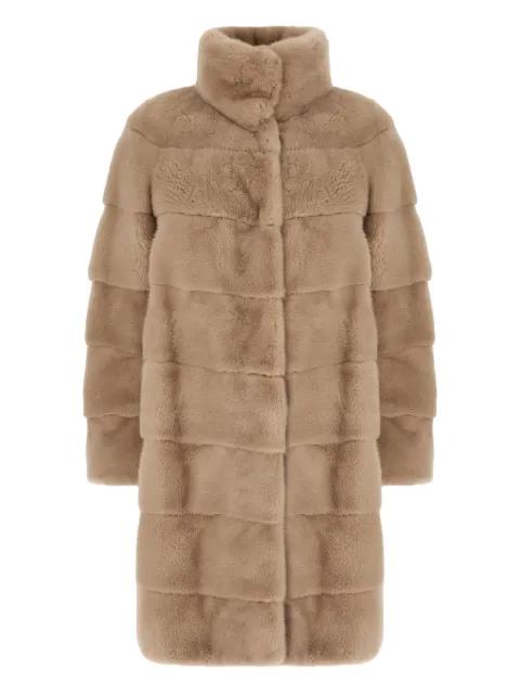 horizontal-panel fur coat by OLIVIA V