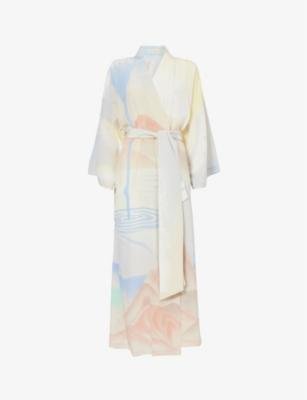 Amaya graphic-print relaxed-fit silk robe by OLIVIA VON HALLE