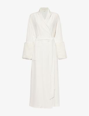 Capability faux-fur-cuffs silk robe by OLIVIA VON HALLE