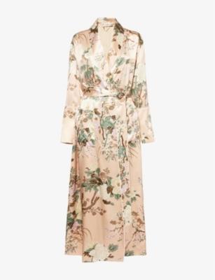 Capability flower-print silk robe by OLIVIA VON HALLE