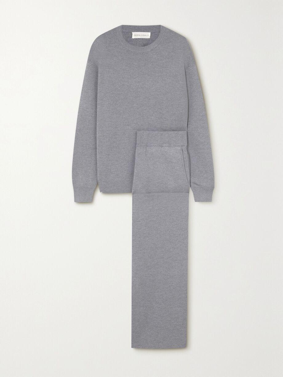 Carmel silk and cashmere-blend sweatshirt and track pants set by OLIVIA VON HALLE