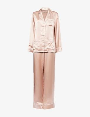 Coco Oyster Silk-Satin Pyjama Set by OLIVIA VON HALLE