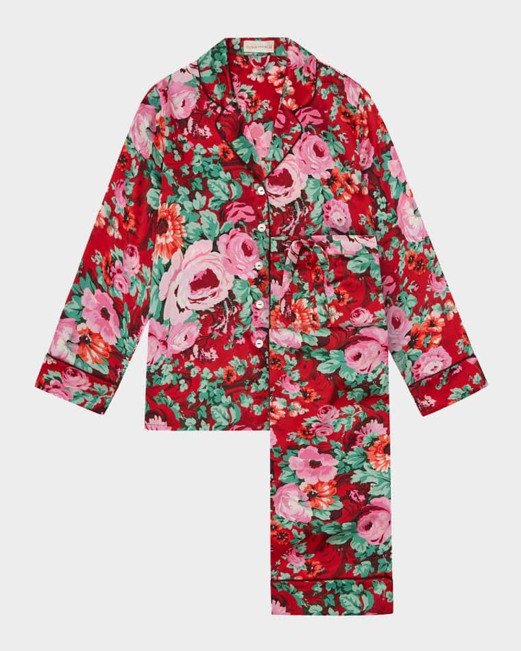 Lila Floral-Print Silk Satin Pajama Set by OLIVIA VON HALLE