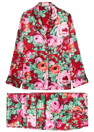 Lila floral-print silk pyjama set by OLIVIA VON HALLE