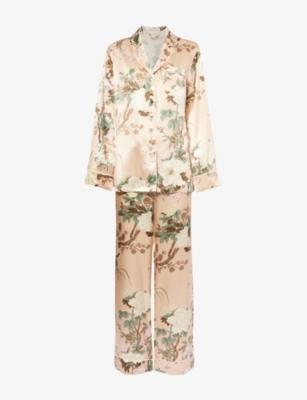 Lila floral-print silk pyjamas by OLIVIA VON HALLE