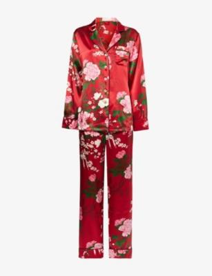 Lila floral-print silk pyjamas by OLIVIA VON HALLE