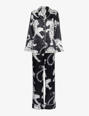 Lila graphic-pattern silk pyjama set by OLIVIA VON HALLE