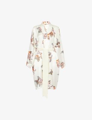 Mimi Cora Goldfish Silk-Satin Robe by OLIVIA VON HALLE