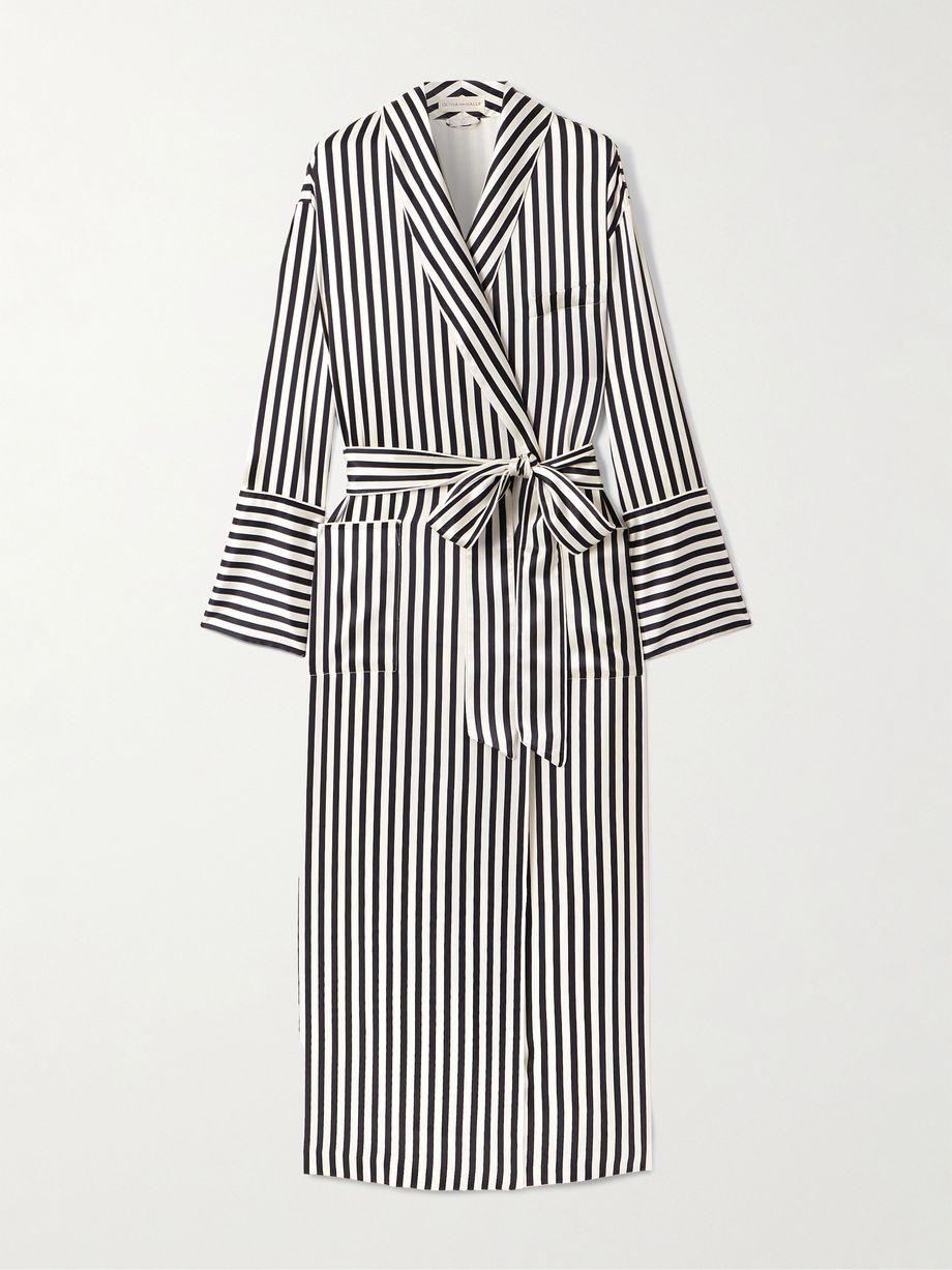 Nika belted striped silk-satin robe by OLIVIA VON HALLE