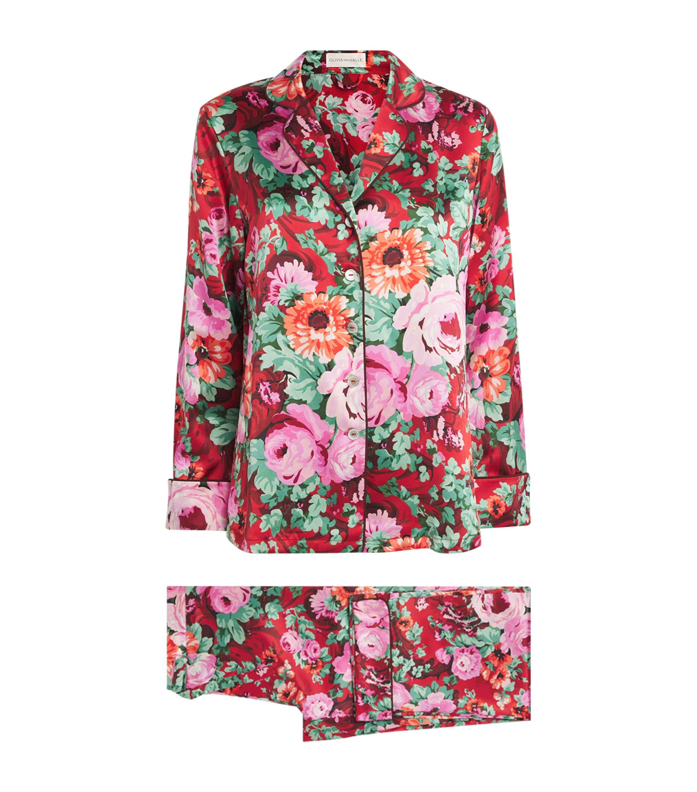 Olivia von Halle Silk Floral Lila Pyjama Set by OLIVIA VON HALLE