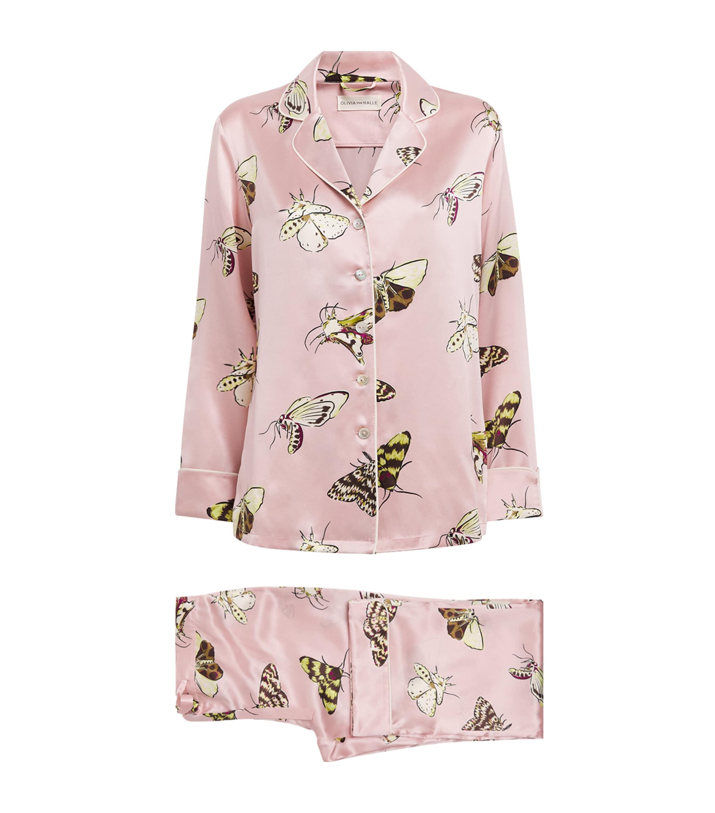 Olivia von Halle Silk Moths Lila Pyjama Set by OLIVIA VON HALLE