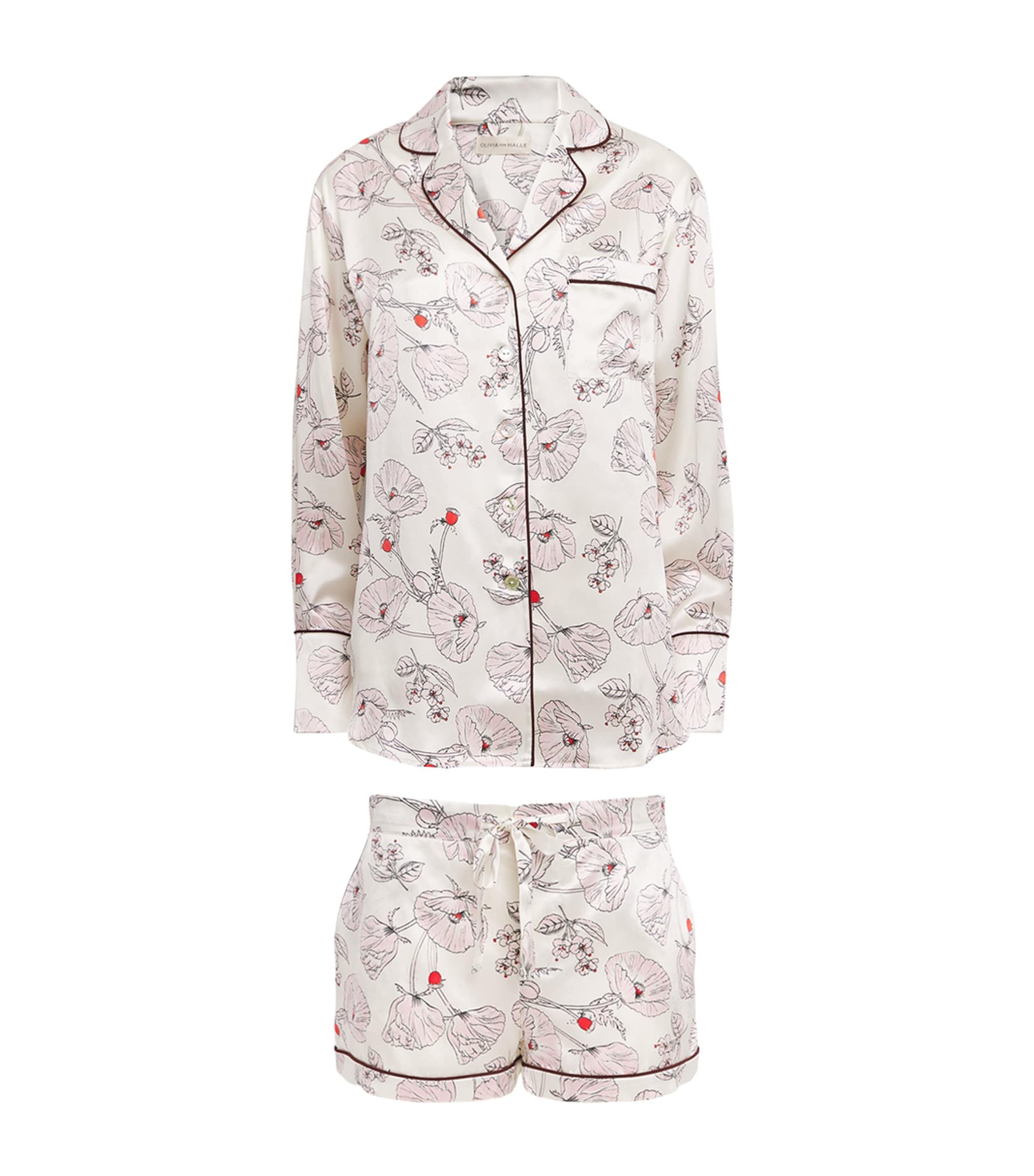 Olivia von Halle Silk Poppies Alba Pyjama Set by OLIVIA VON HALLE