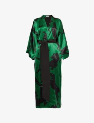 Queenie panther-print silk robe by OLIVIA VON HALLE