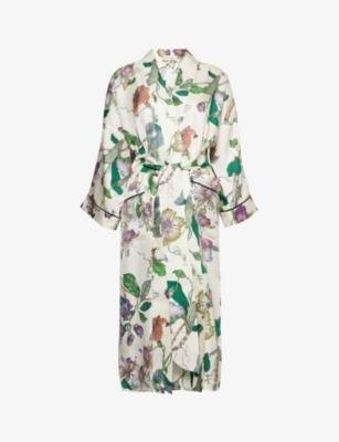 Sabine floral-pattern relaxed-fit silk robe by OLIVIA VON HALLE
