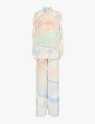 Wolfe graphic-print silk pyjama set by OLIVIA VON HALLE