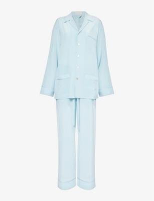 Yves contrast-piping silk pyjama set by OLIVIA VON HALLE