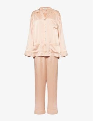Yves contrast-piping silk pyjama set by OLIVIA VON HALLE