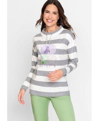 100% Cotton Long Sleeve Stripe & Placement Print Jersey Top by OLSEN