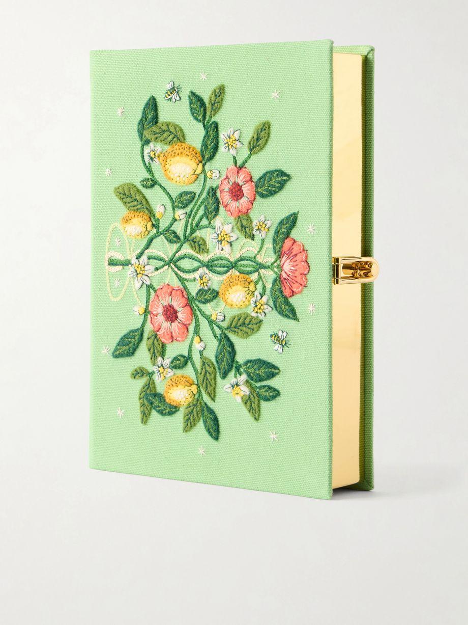 Botanical Chic appliquéd embroidered canvas clutch by OLYMPIA LE-TAN