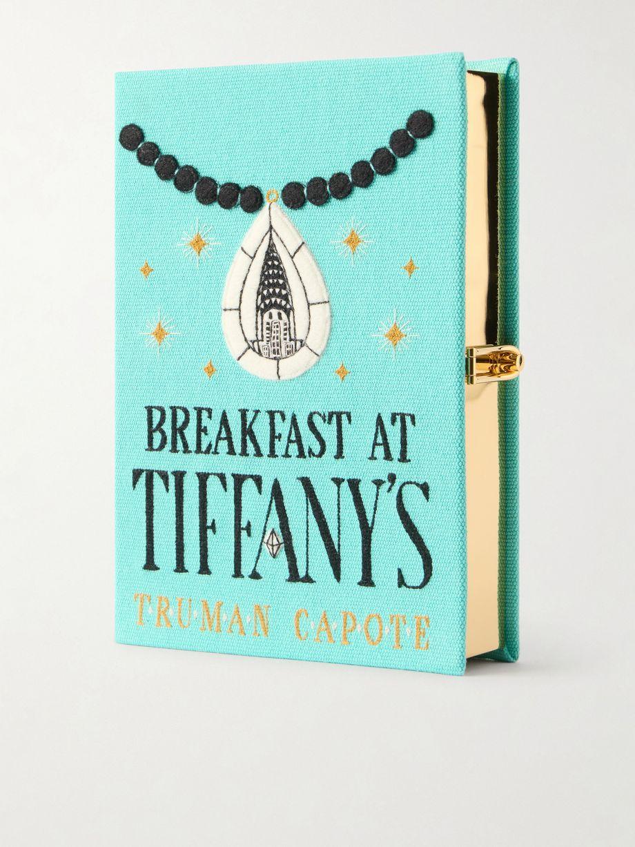 Breakfast At Tiffany's appliquéd embroidered canvas clutch by OLYMPIA LE-TAN