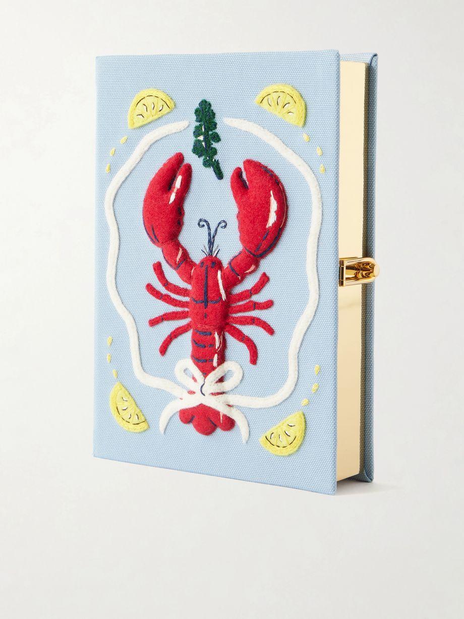 Lobster appliquéd embroidered canvas clutch by OLYMPIA LE-TAN
