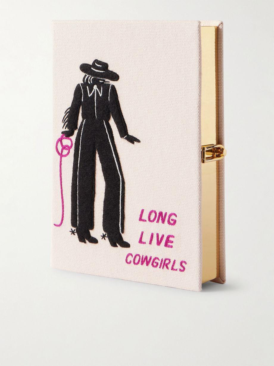Long Live Cowgirls embroidered appliquéd canvas clutch by OLYMPIA LE-TAN