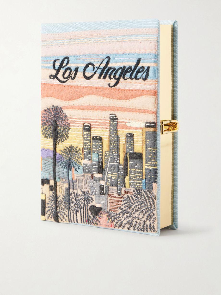 Los Angeles appliquéd embroidered canvas clutch by OLYMPIA LE-TAN