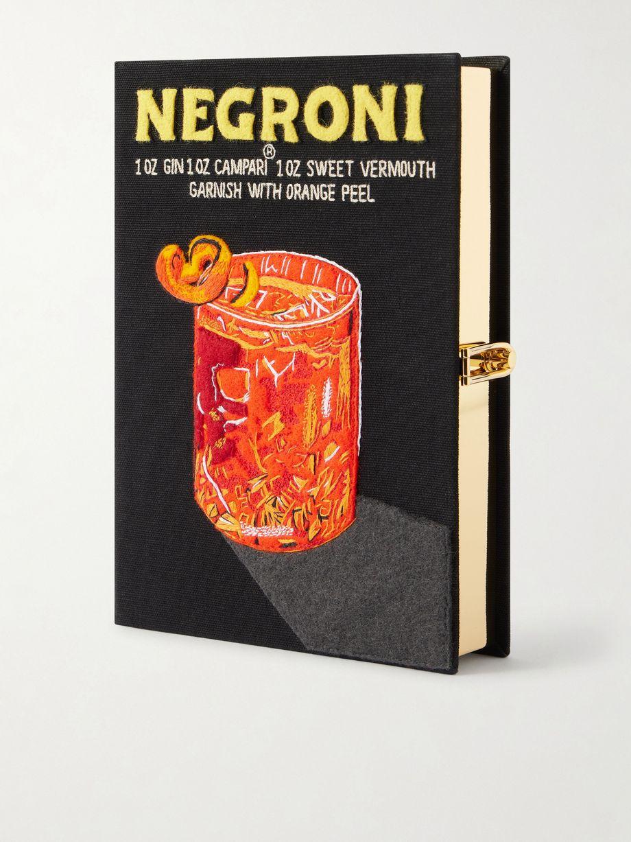 Negroni appliquéd embroidered canvas clutch by OLYMPIA LE-TAN