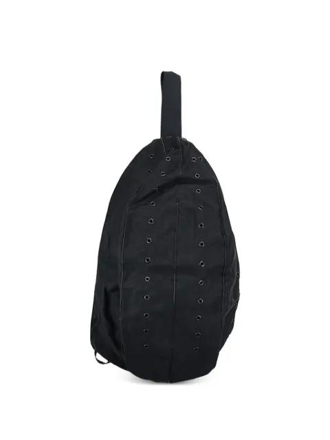 Sling grommet-detail crossbody bag by OMAR AFRIDI