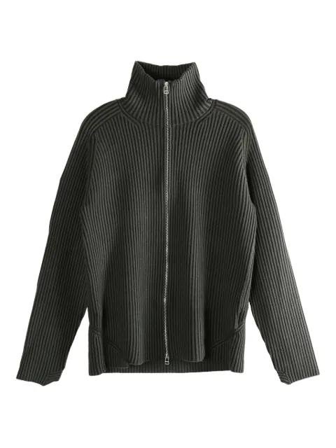 ribbed zip-up cardigan by OMAR AFRIDI