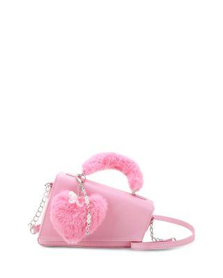 Angled Flap Crossbody With Faux Fur Charm by OMG ACCESSORIES