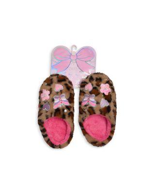 Girls' Butterfly Appliqu&eacute; Leopard Slippers by OMG ACCESSORIES